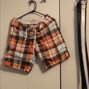 Old navy plaid swim trunks
